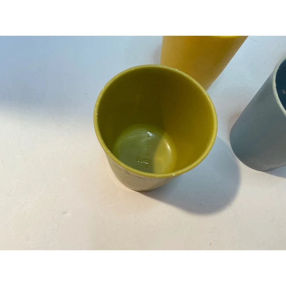 Tupperware Vintage Tumblers Cups Set of 4 Harvest Gold Green Blue Y2K Retro